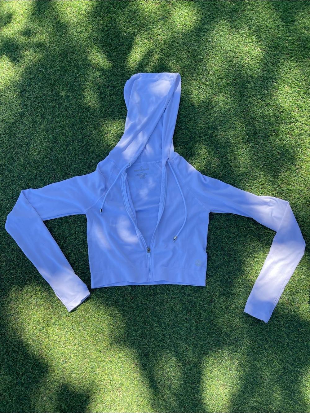 White Cropped Zip Hoodie - Women